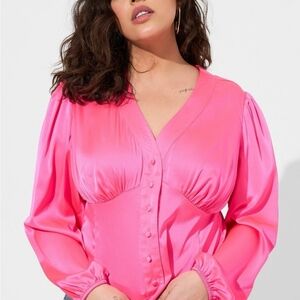 Torrid Women's Hot Pink Button-Up Top 2X 18-20